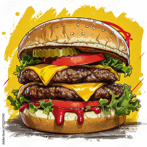 Abstract illustration of a hamburguer, cheeseburger