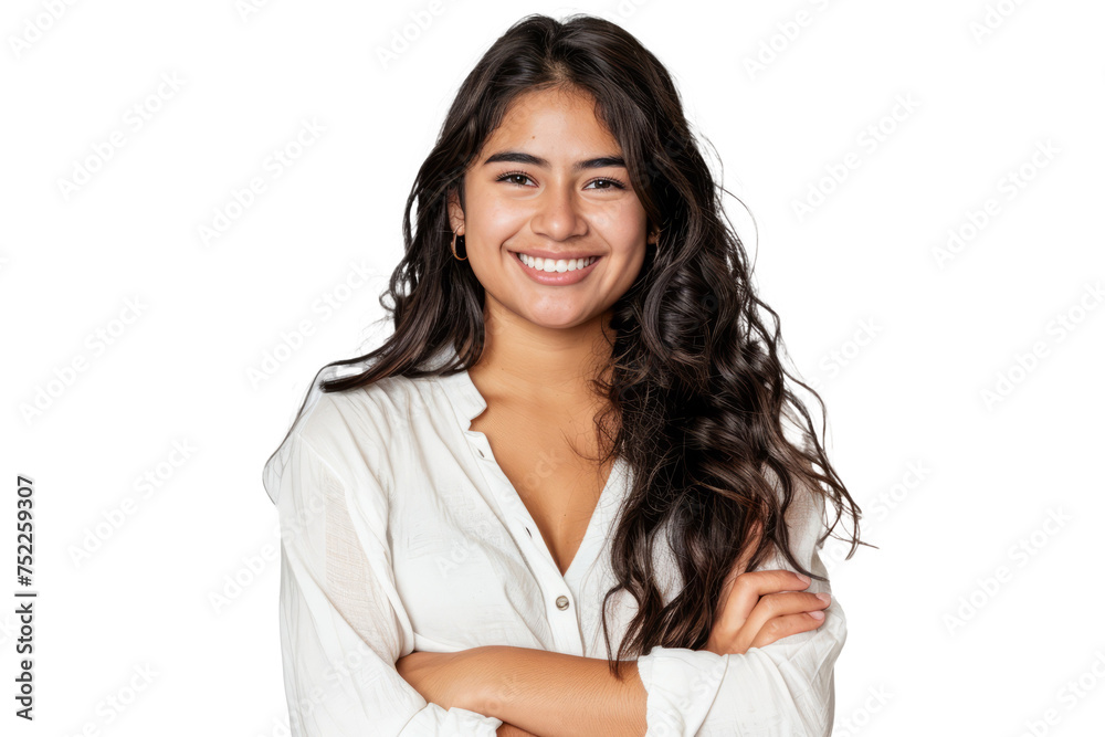 woman with folded arms and a charming smile, showcasing her approachable and engaging personality. woman with folded arms and a charming smile, showcasing her approachable and engaging personality.