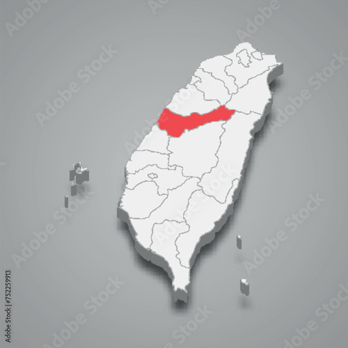 Taichung City division location within Taiwan 3d map