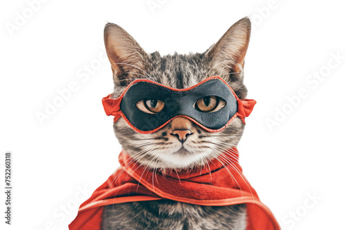 cat wearing a superhero mask, ready to save the day with a stealthy and confident demeanor.