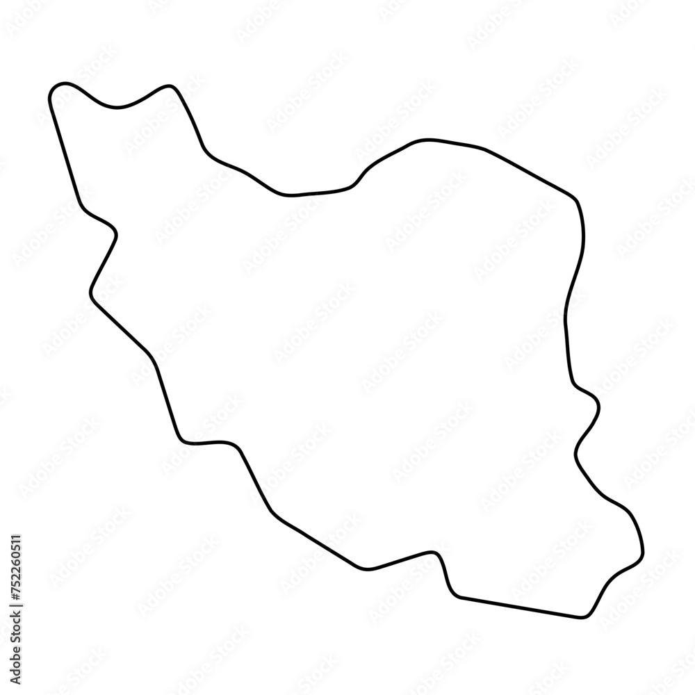 Iran country simplified map. Thin black outline contour. Simple vector icon Iran country simplified map. Thin black outline contour. Simple vector icon