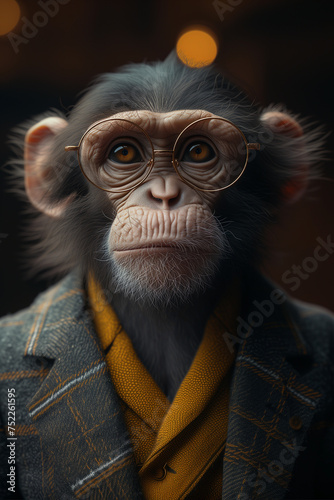 Monkey Avatar in a Business Suit. Playful photo portrait for a personal account. photo