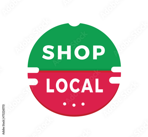 Shop local sign, red sticker for banner modern style. Vector design template.