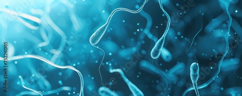 Sperms assesses test. DNA fragmentation sperm closing in on egg. photo