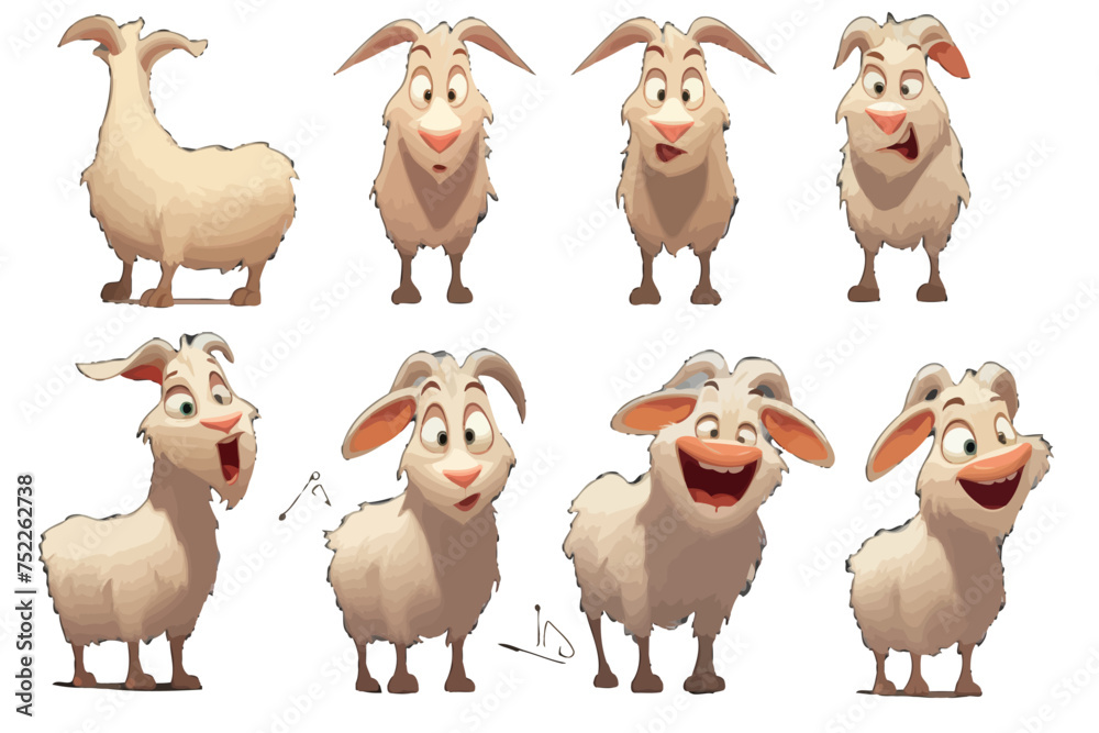 7-Vector AI Goat-Sheep Character Set