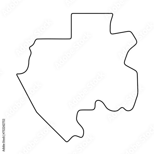 Gabon country simplified map. Thin black outline contour. Simple vector icon
