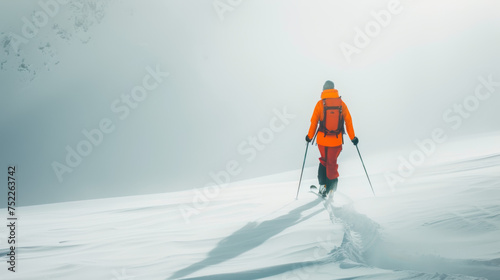 skiing on white background