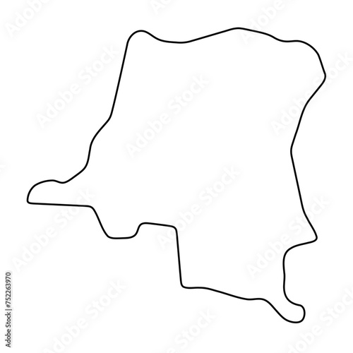 Democratic Republic of the Congo country simplified map. Thin black outline contour. Simple vector icon