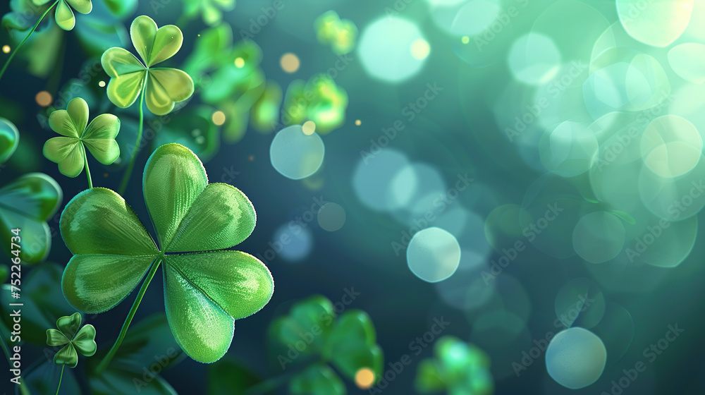 Happy Saint Patrick's Day! Vector modern illustration of green shamrock, logo for poster, flyer, banner, greeting card or background generative ai Happy Saint Patrick's Day! Vector modern illustration of green shamrock, logo for poster, flyer, banner, greeting card or background generative ai