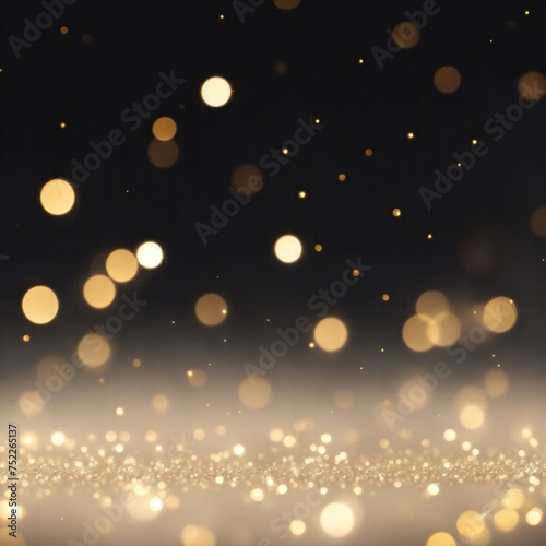 White and gold bokeh with elegant sparkling particles on dark background © Reazy Studio