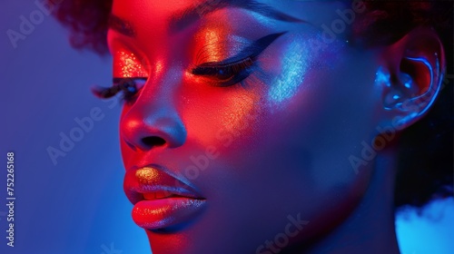 Close Up of Woman With Bright Makeup