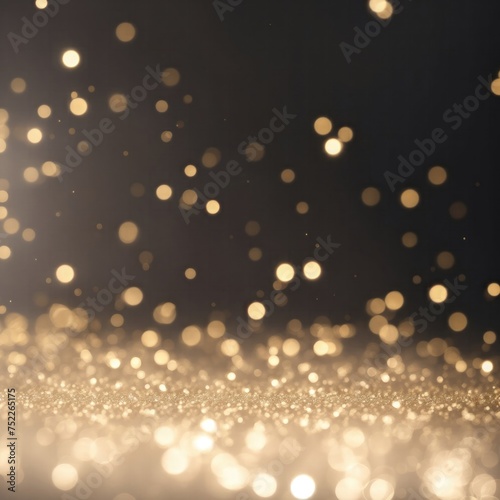 White and gold bokeh with elegant sparkling particles on dark background