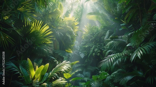 Dense Foliage in a Lush Green Forest