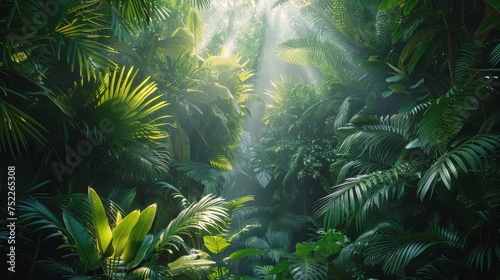 Dense Foliage in a Lush Green Forest © olegganko