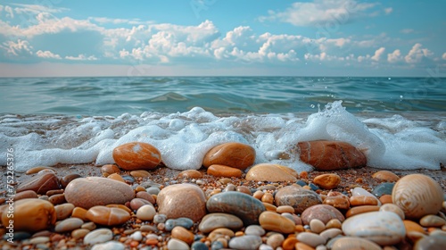 Clusters of Rocks on Beach