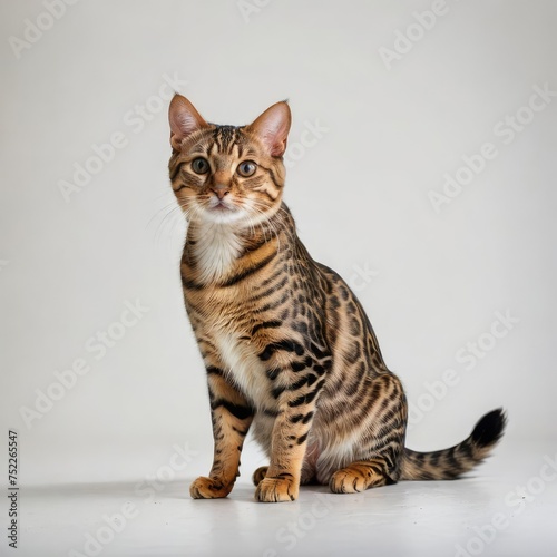 Abyssinian cat on white 