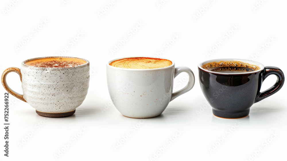 small, medium and bog cup of coffee on white background small, medium and bog cup of coffee on white background