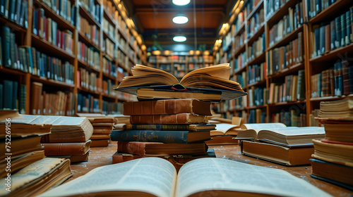 Vintage Encyclopedia: Exploring the Pages of Knowledge in an Old Library