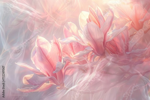 beautiful  wonderful spring background with blooming magnolia branches. wallpaper. banner.