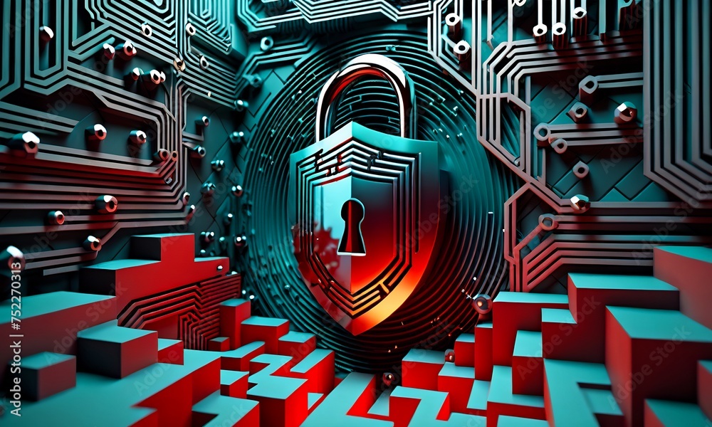 cyber security, abstract background, technology background with a padlock, internet security and data protection