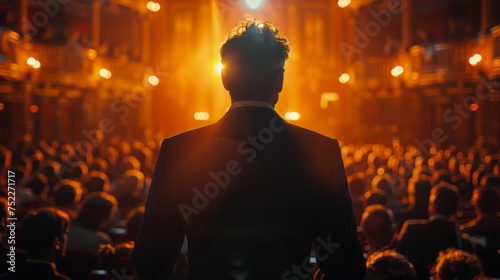 Man Standing in Front of Empty Auditorium