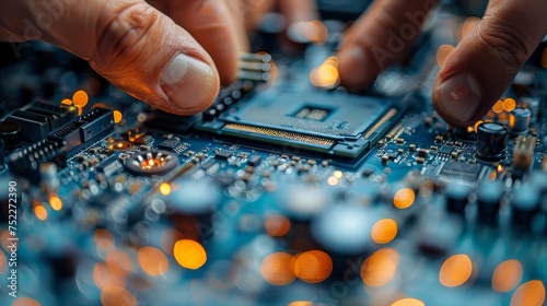 Person Working on Computer Motherboard