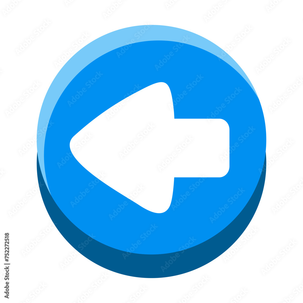 The cartoon back arrow Button is isolated. The cartoon back arrow Button is isolated.