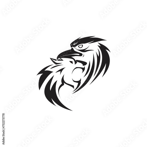 Logo Design of animals in the form of eagles and tigers facing off © SabriHadi