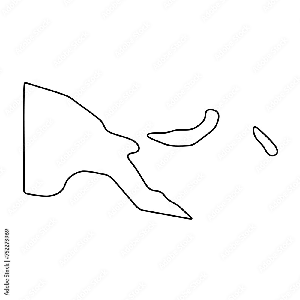 Obraz premium Papua New Guinea country simplified map. Thin black outline contour. Simple vector icon