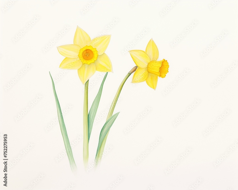 Daffodils swaying in the gentle breeze watercolor Daffodils swaying in the gentle breeze watercolor