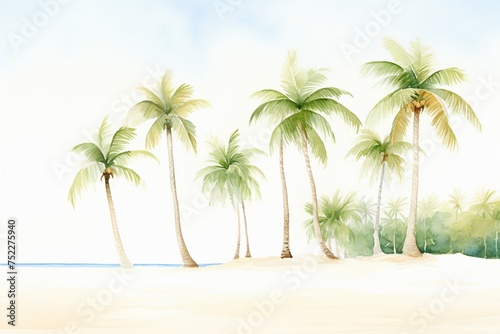 Lush palm trees swaying in the gentle breeze their fronds casting dappled shadows on the golden sand below