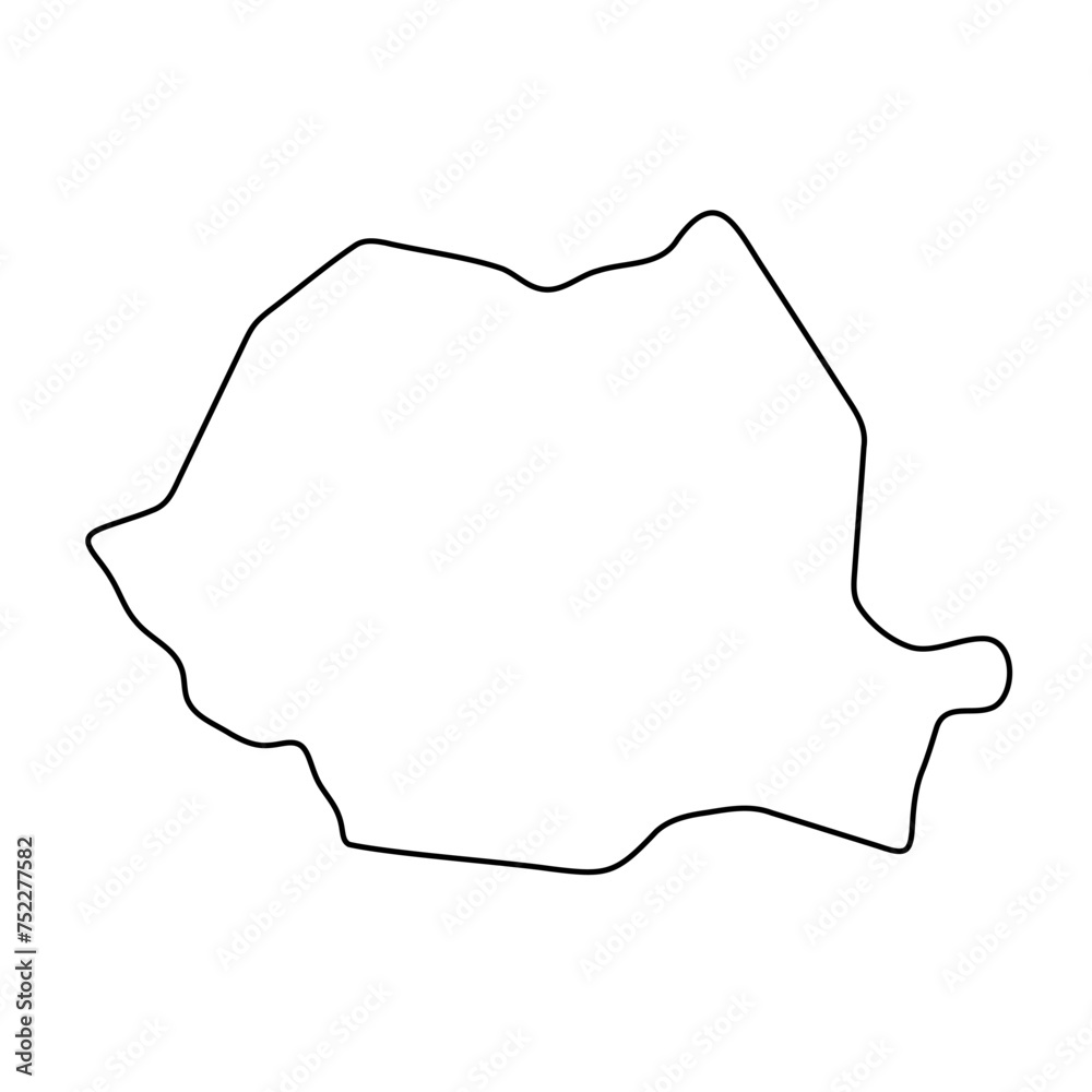 Romania country simplified map. Thin black outline contour. Simple vector icon Romania country simplified map. Thin black outline contour. Simple vector icon