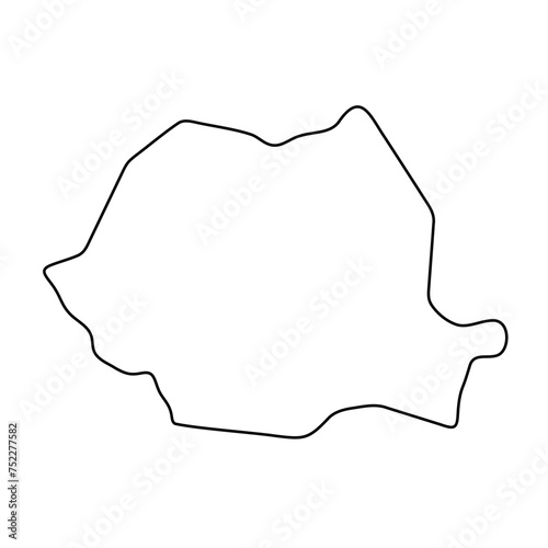 Romania country simplified map. Thin black outline contour. Simple vector icon