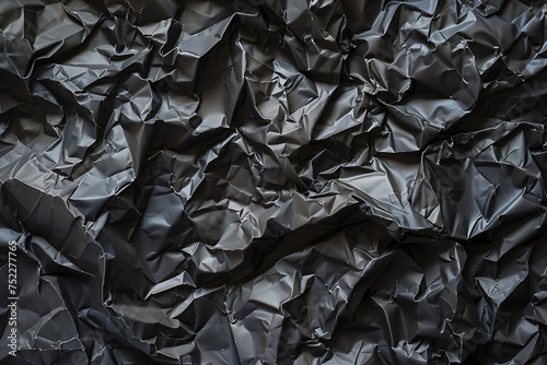 illustration of black crumpled paper texture background. Created with Generative AI 