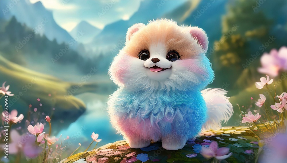 Cute teddy bear with colorful fur