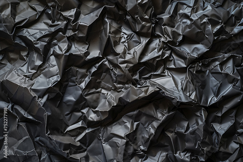 illustration of black crumpled paper texture background. Created with Generative AI 
