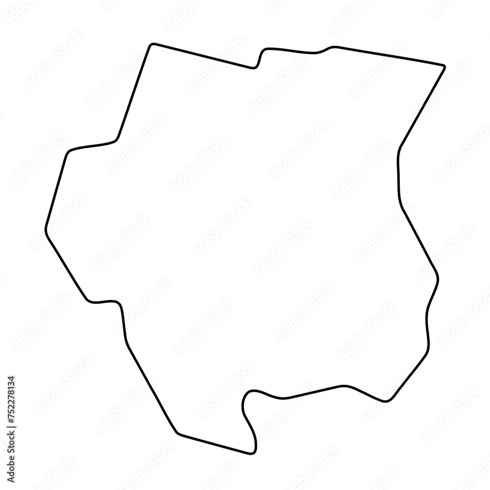 Suriname country simplified map. Thin black outline contour. Simple vector icon Suriname country simplified map. Thin black outline contour. Simple vector icon