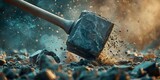 Crafting resilience and strength: The mighty hammer striking stone. Concept Resilience, Strength, Mighty Hammer, Striking Stone, Crafting