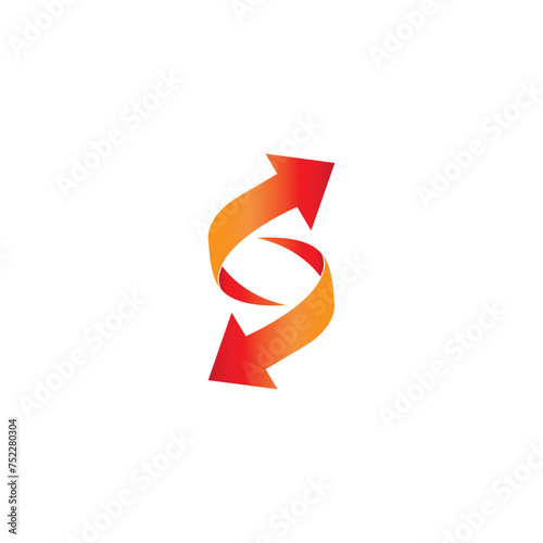 Design an arrow logo that is tied to each other and points in opposite directions  photo