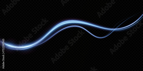  Abstract lines.Neon lines of speed and fast wind. effect of moving at the speed of light. Blue glow effect. Magic shiny line. Neon. Background.