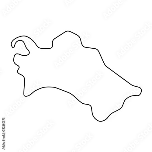 Turkmenistan country simplified map. Thin black outline contour. Simple vector icon