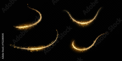  Abstract light speed motion effect.Gold color spiral glow effect.Magic shiny lin 