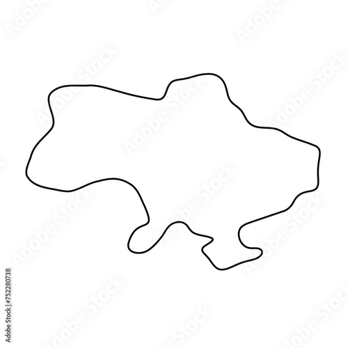 Ukraine country simplified map. Thin black outline contour. Simple vector icon