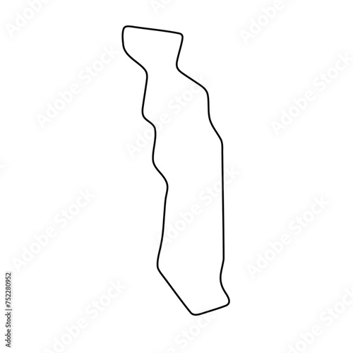 Togo country simplified map. Thin black outline contour. Simple vector icon