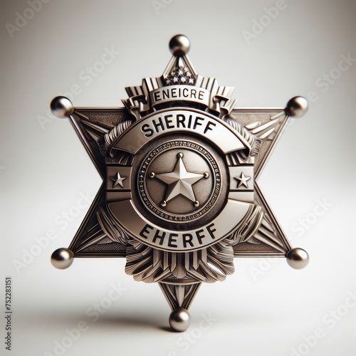 golden sheriff badge star on white