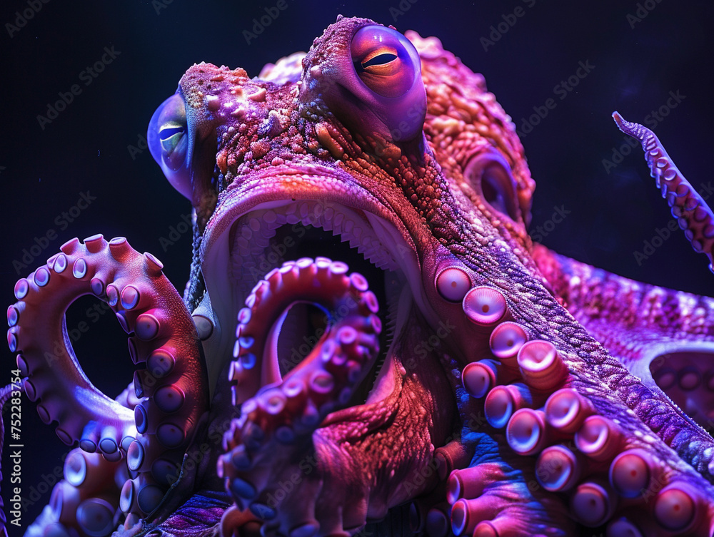 Amazing creatures of the deep sea envy the ergonomic photography at a live music show - obrazy, fototapety, plakaty 