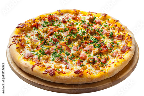 Carbonara Pizza on a Transparent Background