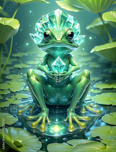 Harmony of Nature. Stunning Digital Artwork Featuring Green Frogs. © ZackZephyr