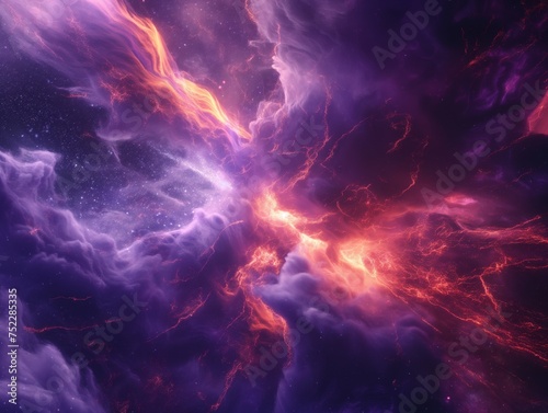 A vibrant cosmic phenomenon resembling a fiery explosion among stars, evoking energy and the wonders of the universe.
