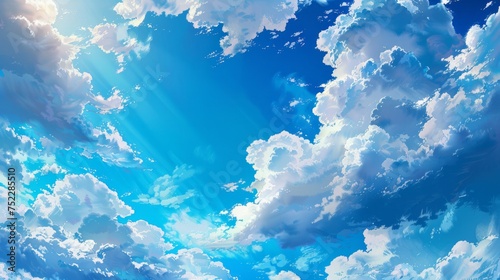 Imagine a vibrant blue sky with fluffy clouds stretched across your ceiling